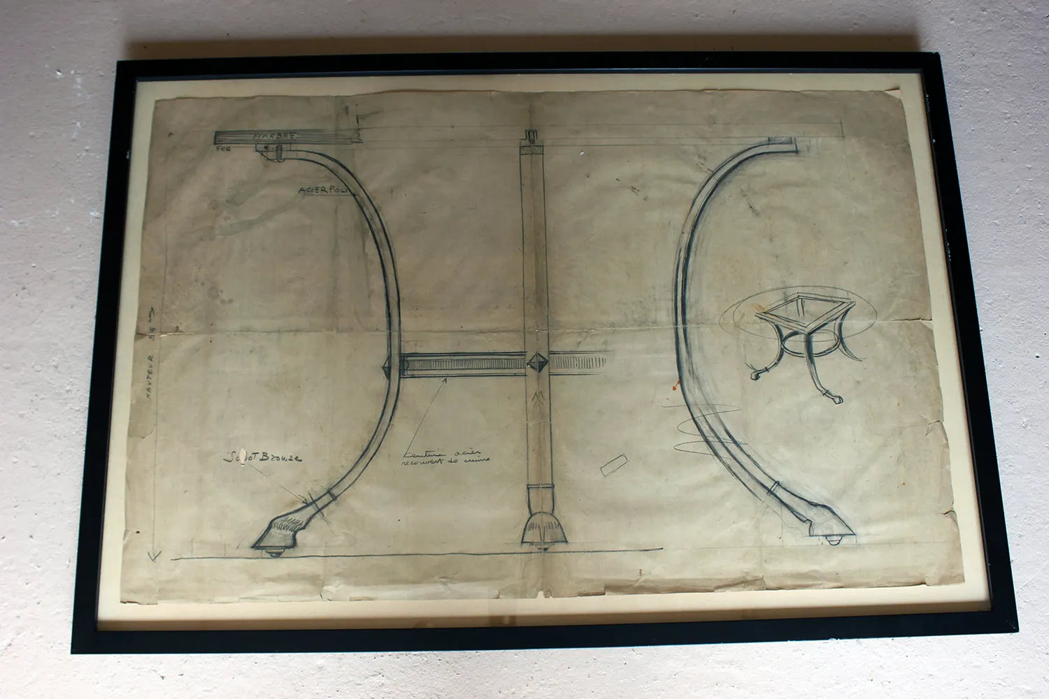 A Large Framed Archival Design For A Table; Maison Paul Fargette & Maison Charles; No.76; c.1960-70