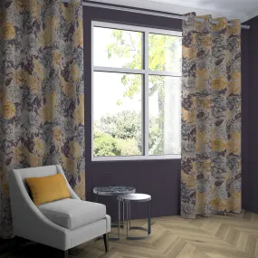 Blooma Blue, Grey and Ochre Curtains