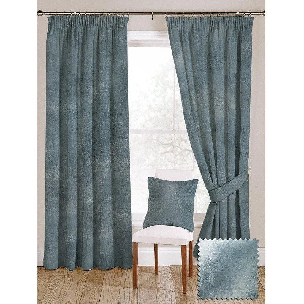 Duck Egg Blue Crushed Velvet Curtains