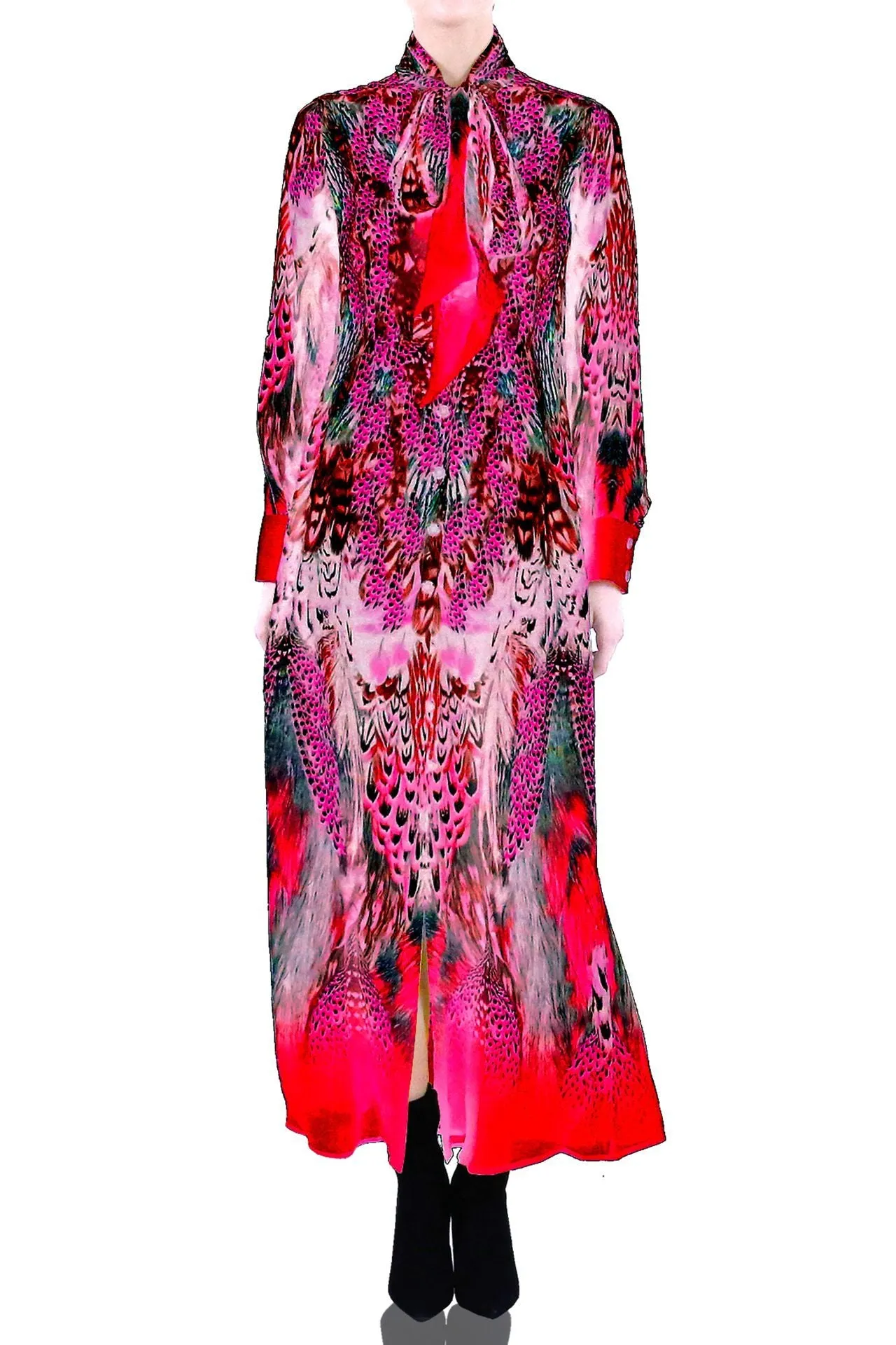 Fuchsia Floor Length Shirt Dress
