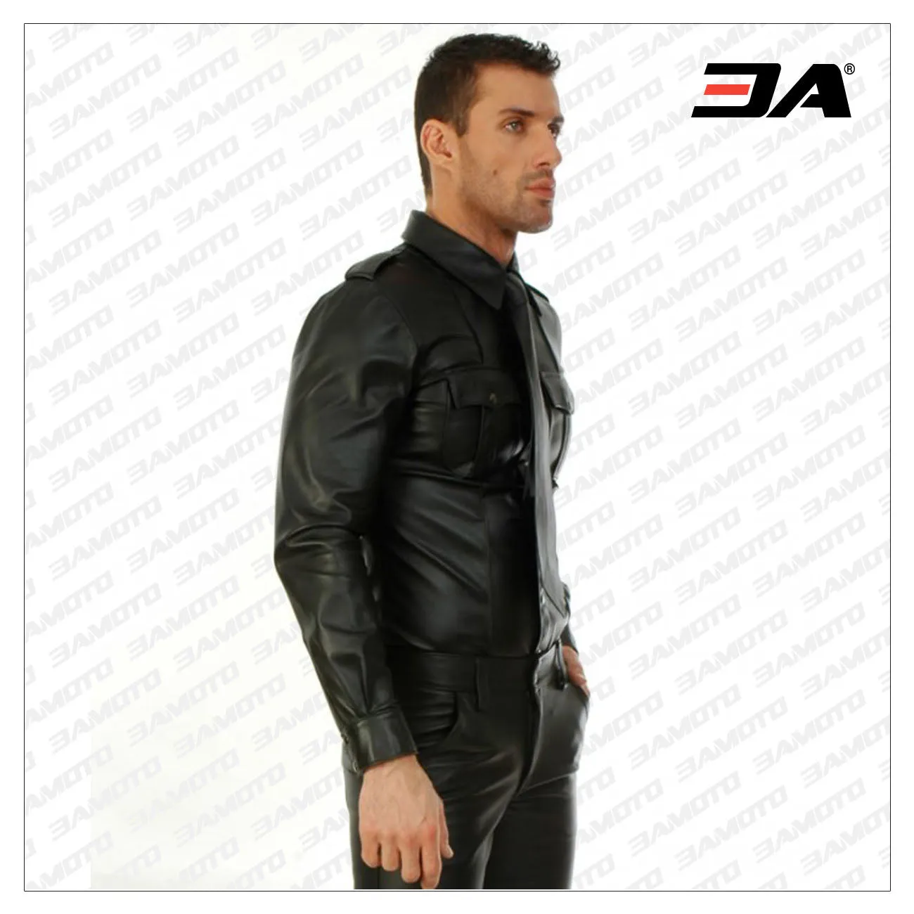 Solid Long Sleeve Leather Shirt