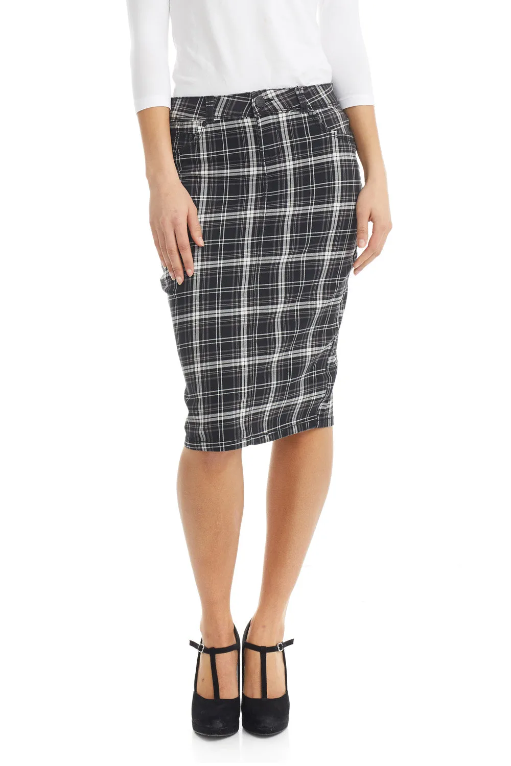 Stretchy Sustainable Jean Pencil Skirt 'Melrose' EX802167
